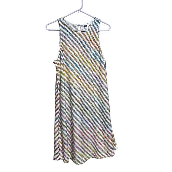 Lou & Grey Dresses & Skirts - Lou & Grey Multicolor Rainbow Striped Shift Dress Size 8 Sleeveless Textured